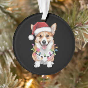 Pembroke Welsh Corgi Santa Christmas Tree Lights Ornament