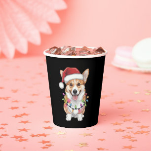 Pembroke Welsh Corgi Santa Christmas Tree Lights  Paper Cups