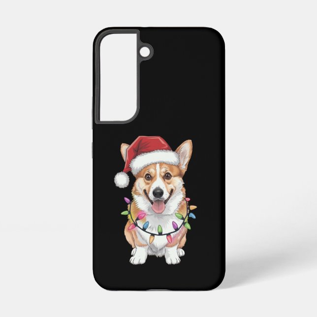 Pembroke Welsh Corgi Santa Christmas Tree Lights  Samsung Galaxy S22 Case (Back)