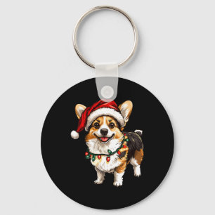 Pembroke Welsh Corgi Santa Christmas Tree Lights X Key Ring