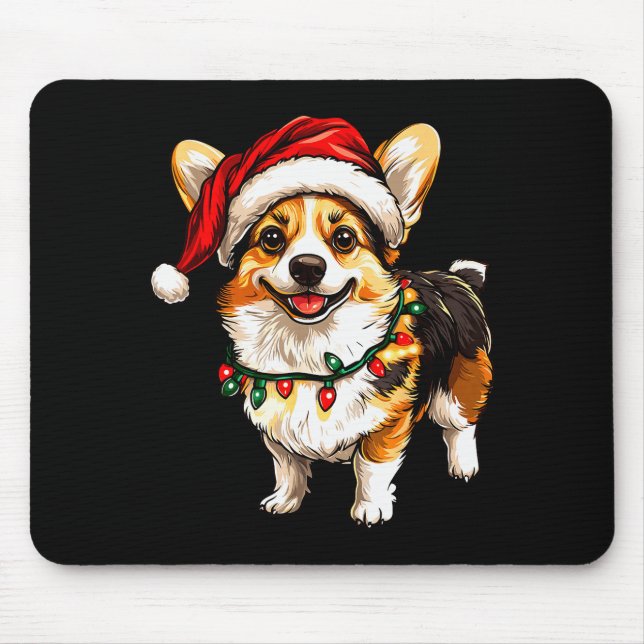 Pembroke Welsh Corgi Santa Christmas Tree Lights X Mouse Pad (Front)