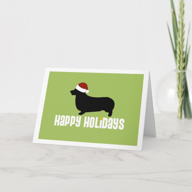 Pembroke Welsh Corgi Santa Hat Holiday Card (Front)