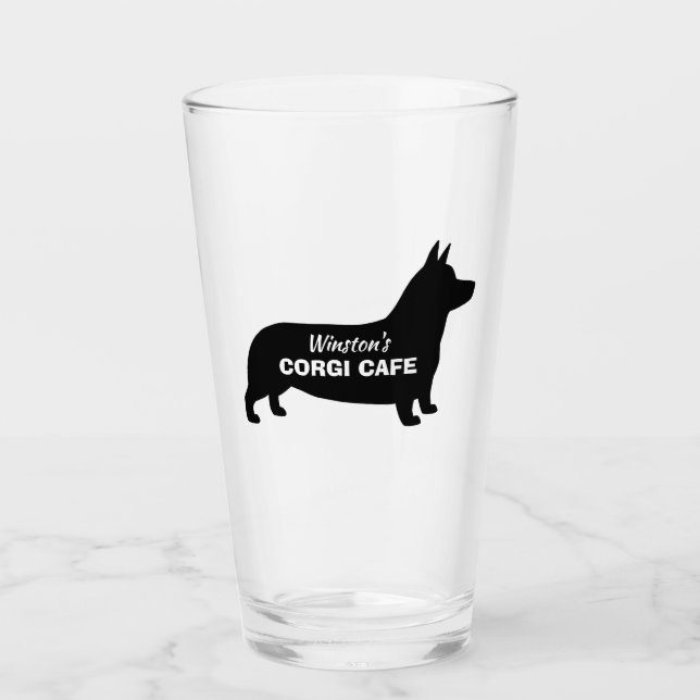 Pembroke Welsh Corgi Silhouette Custom Dog Lover's Glass (Front)