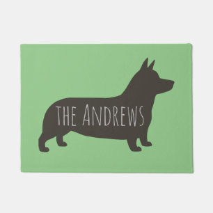 Pembroke Welsh Corgi Silhouette with Your Text Doormat