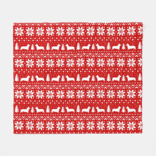 Pembroke Welsh Corgi Silhouettes Christmas Pattern Fleece Blanket