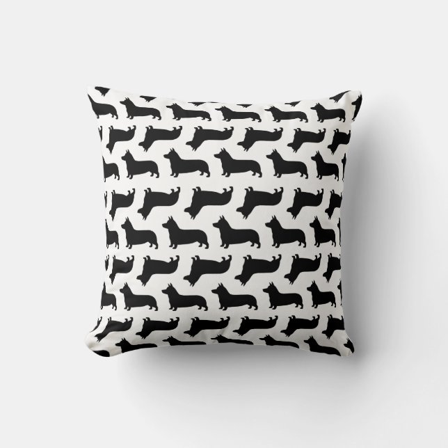Pembroke Welsh Corgi Silhouettes Pattern Cushion (Front)