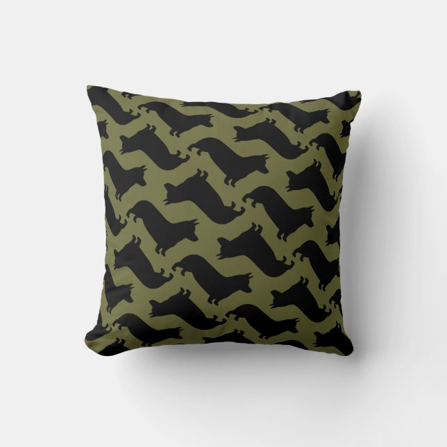 Pembroke Welsh Corgi Silhouettes Pattern Cushion (Front)