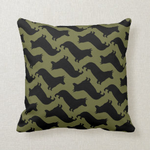 Pembroke Welsh Corgi Silhouettes Pattern Cushion
