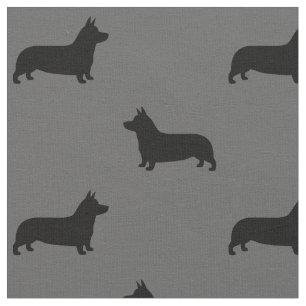 Pembroke Welsh Corgi Silhouettes Pattern Fabric
