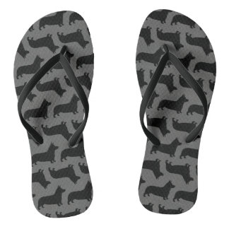 Pembroke Welsh Corgi Silhouettes Pattern Jandals