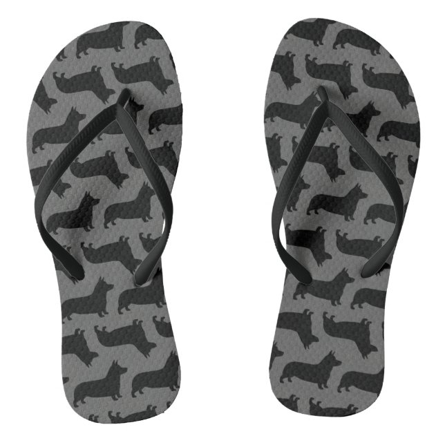 Pembroke Welsh Corgi Silhouettes Pattern Jandals (Footbed)