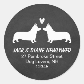 Pembroke Welsh Corgi Silhouettes Return Address Classic Round Sticker