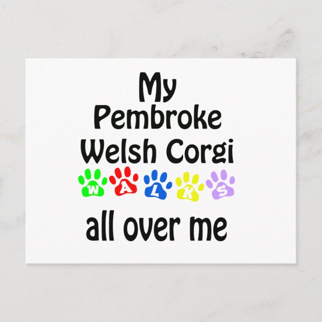 Pembroke Welsh Corgi Walks Design Postcard (Front)