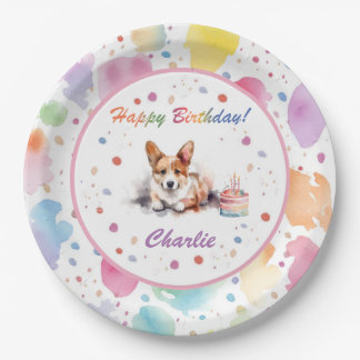 Pembroke Welsh Corgi Watercolor Paper Plate