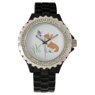 Pembroke Welsh Corgi with Butterfly Watch