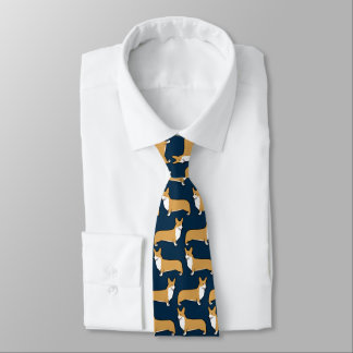 Pembroke Welsh Corgis Dog Pattern on Blue Tie