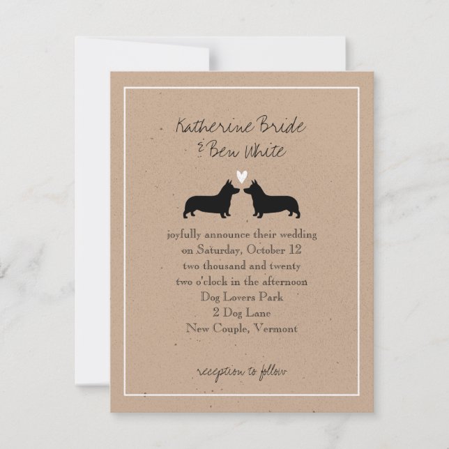Pembroke Welsh Corgis Wedding Invitation (Front)