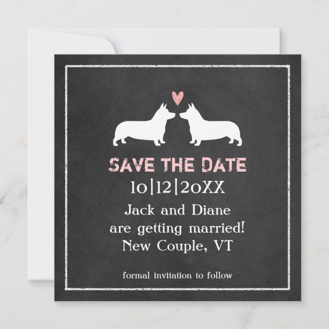 Pembroke Welsh Corgis Wedding Save the Date (Front)