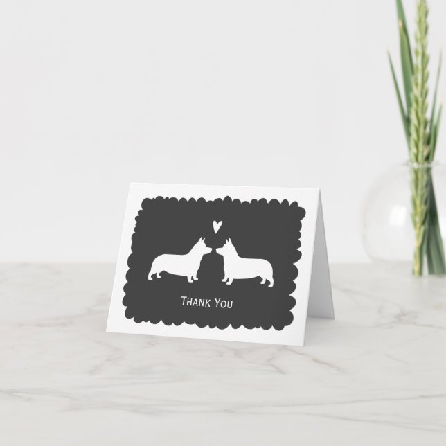 Pembroke Welsh Corgis Wedding Thank You Card (Front)