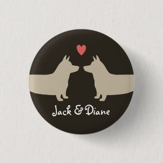 Pembroke Welsh Corgis with Heart and Text 3 Cm Round Badge