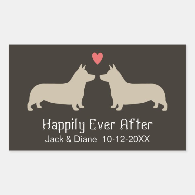 Pembroke Welsh Corgis with Heart and Text Rectangular Sticker (Front)