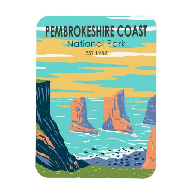 Pembrokeshire Coast National Park Wales Vintage Magnet (Vertical)