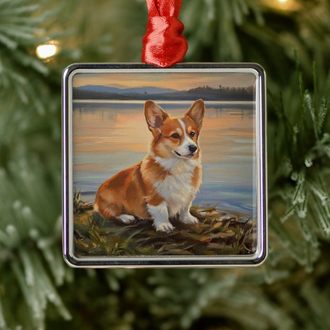 Pembrook Welsh Corgi Metal Tree Decoration (Tree)