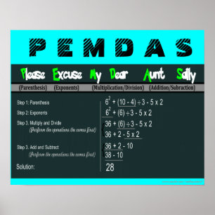 PEMDAS Order of Operations Math Poster