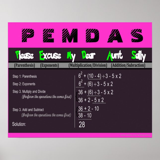 PEMDAS Order of Operations Math Poster (Front)