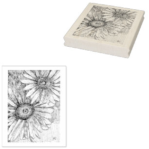 Pen and Ink Daisies Rubber Stamp