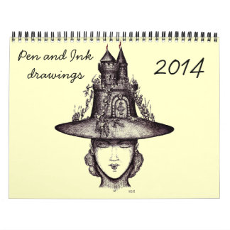 Pen and Ink drawing art 2014 creative calendar