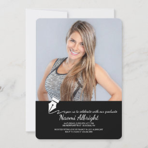 Pen and Ink Photo Graduation Invitation