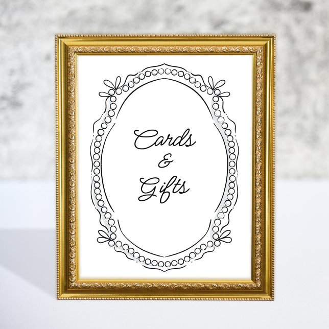 Pen and Ink Ribbons and Pearls Cards Gifts Sign (Creator Uploaded)