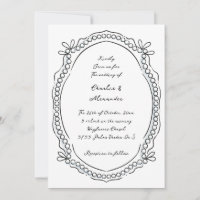 Pen and Ink Ribbons and Pearls Wedding