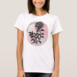Pen and Ink Rose on Pink - Focus on the Beauty T-Shirt