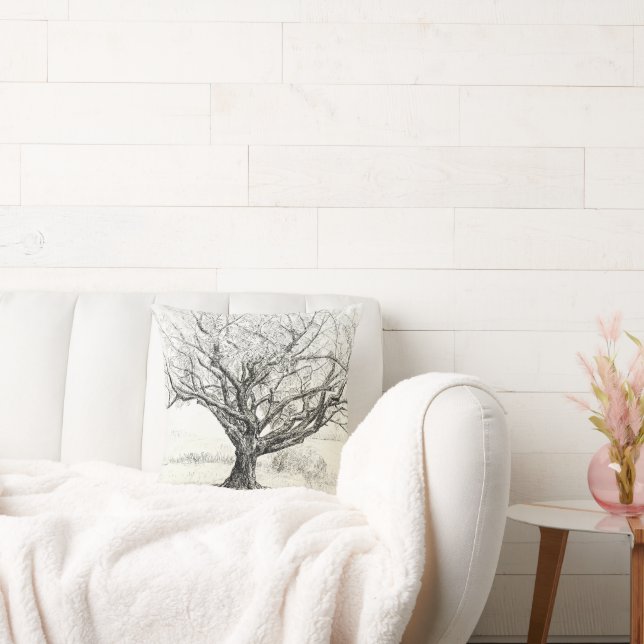 Pen and Ink Tree drawing Cushion (Couch)