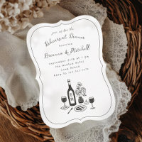 Pen and Ink Whimsical Hand Drawn Rehearsal Dinner