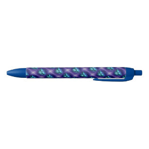 Pen/Blue Morpho Butterflies Black Ink Pen