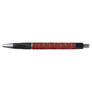 Pen Christian Crosses on Crimson Red