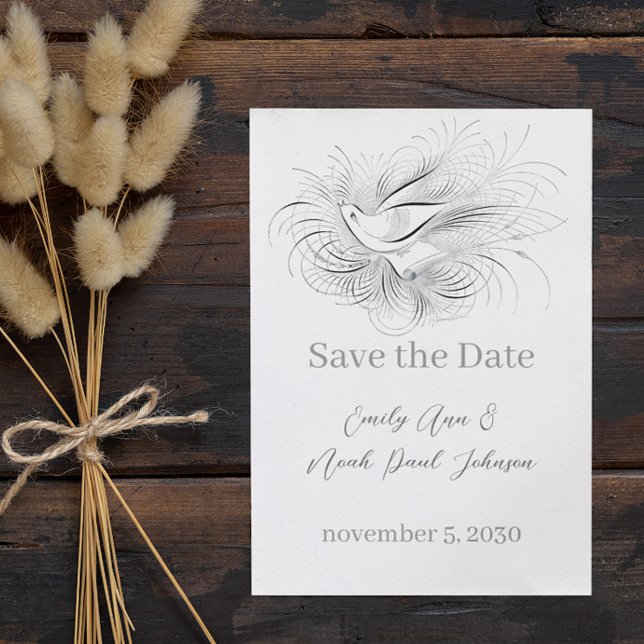 Pen Flourish Vintage Love bird Wedding  Invitation (Creator Uploaded)