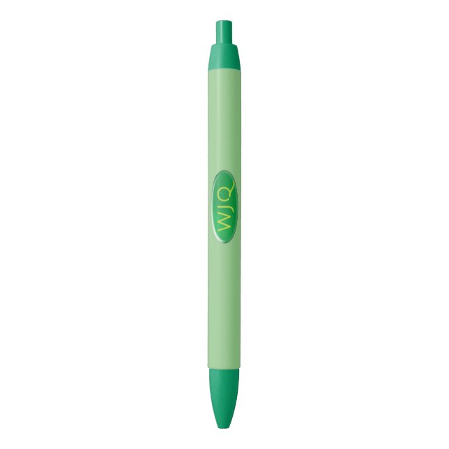Pen - Green Initial Medallion (Front Vertical)