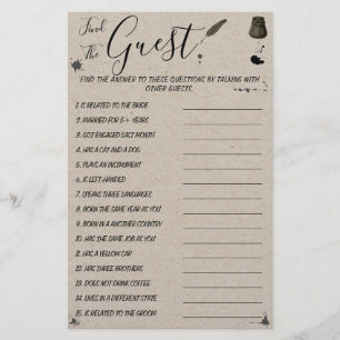 Pen & Inkwell   Find the Guest  Shower Game Card