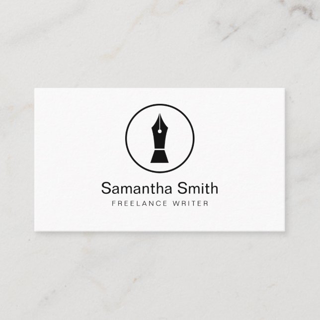Pen Logo Freelance Writer and Calligraphy Writer Business Card (Front)