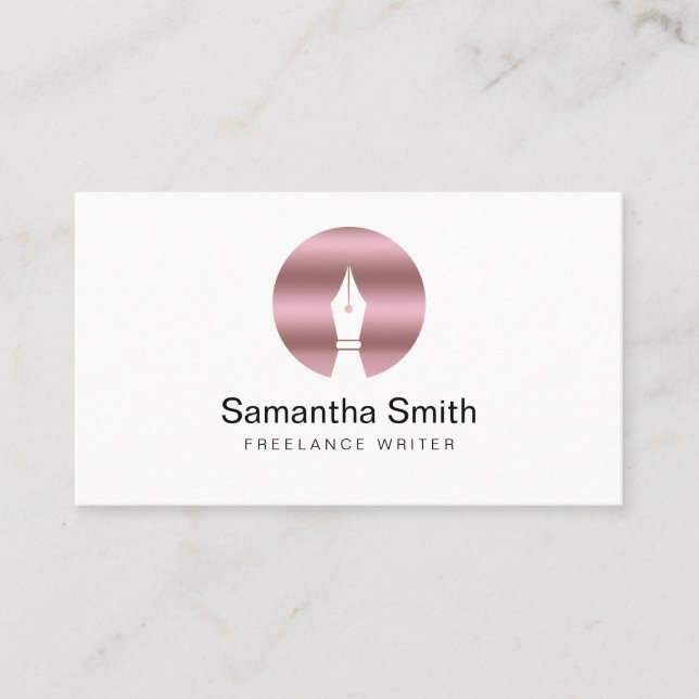 Pen Logo Freelance Writer and Calligraphy Writer Business Card (Front)