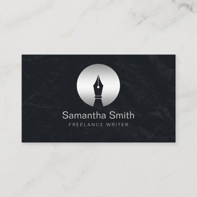 Pen Logo Freelance Writer and Calligraphy Writer Business Card (Front)