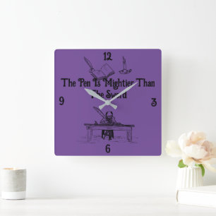 'Pen Mightier Than The Sword' Wall Clock