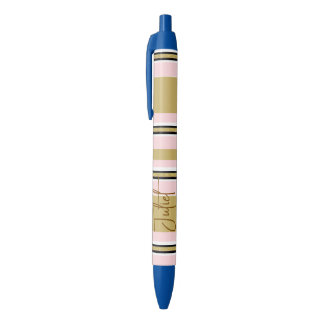 Pen Office School Pen Pink White Gold Black Stripe