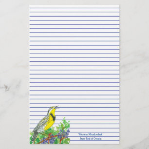 Pen Pal Bird Western Meadowlark Blue Lined Stationery