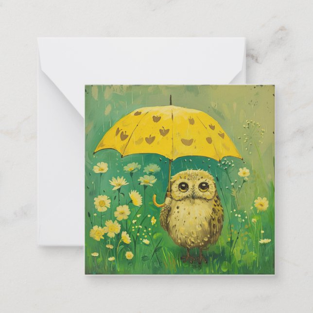 Pen Pal Pals: Send Raindrops & Smiles with Owl Card (Front)