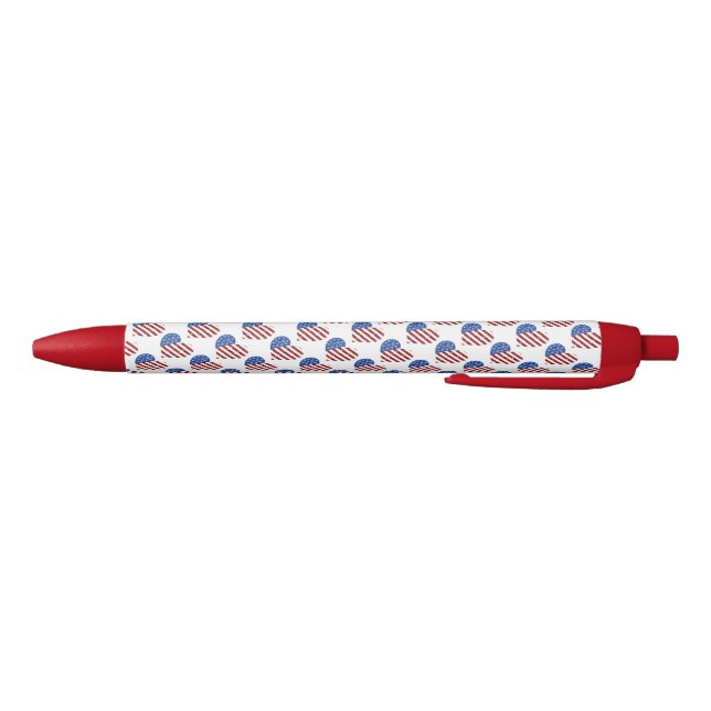 Pen/Red, White and Blue Hearts Black Ink Pen (Bottom)